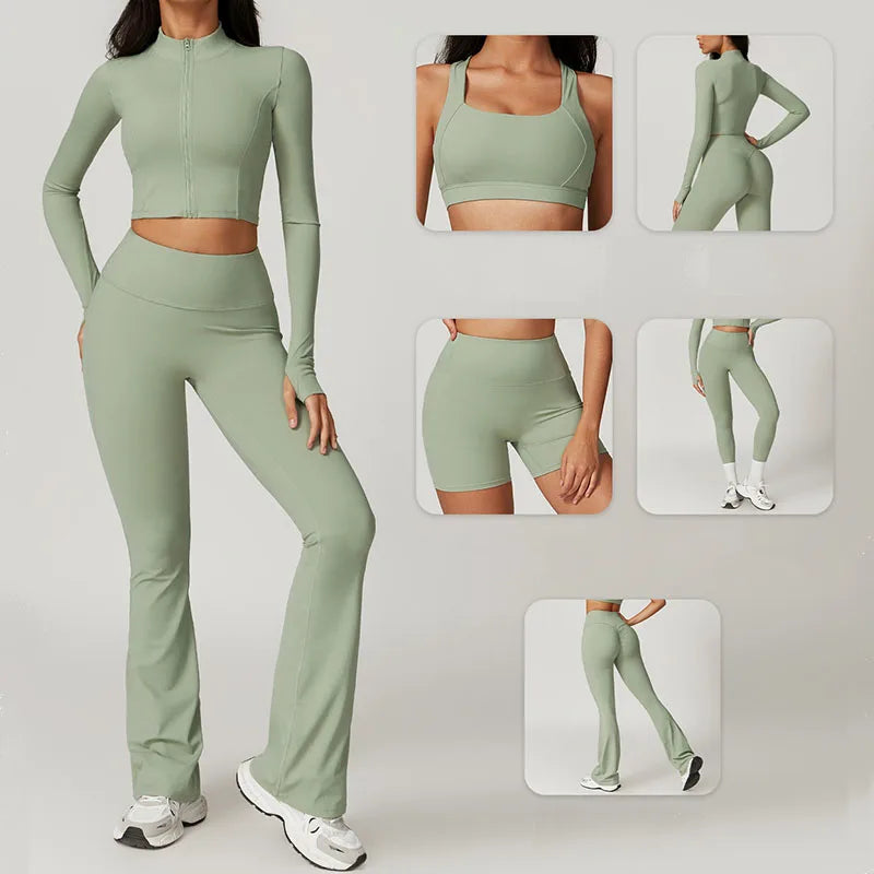 Yoga Set 3PCS  Sports Bra ，Jacket， Leggings
