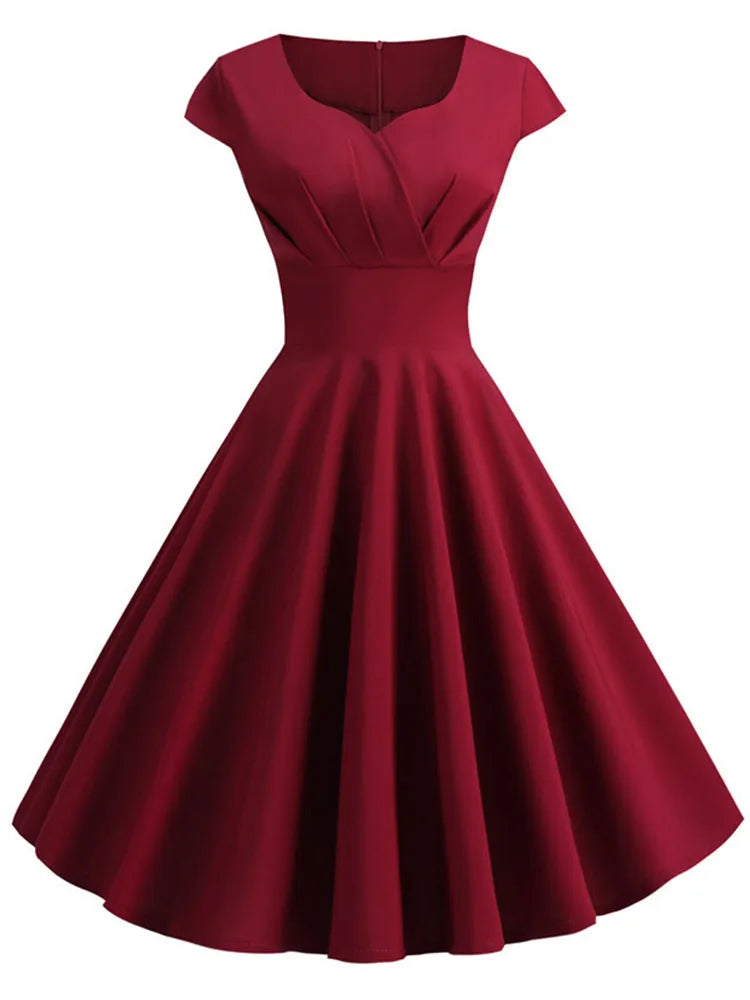 Pink Summer V Neck Vintage Robe Party  Dresses