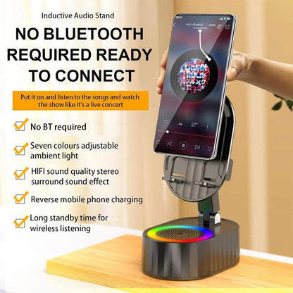 5 in 1 Bluetooth-compatible Audios Power Banks Bracket Rotating  Wireless Induction Audio Speaker Phone Stand