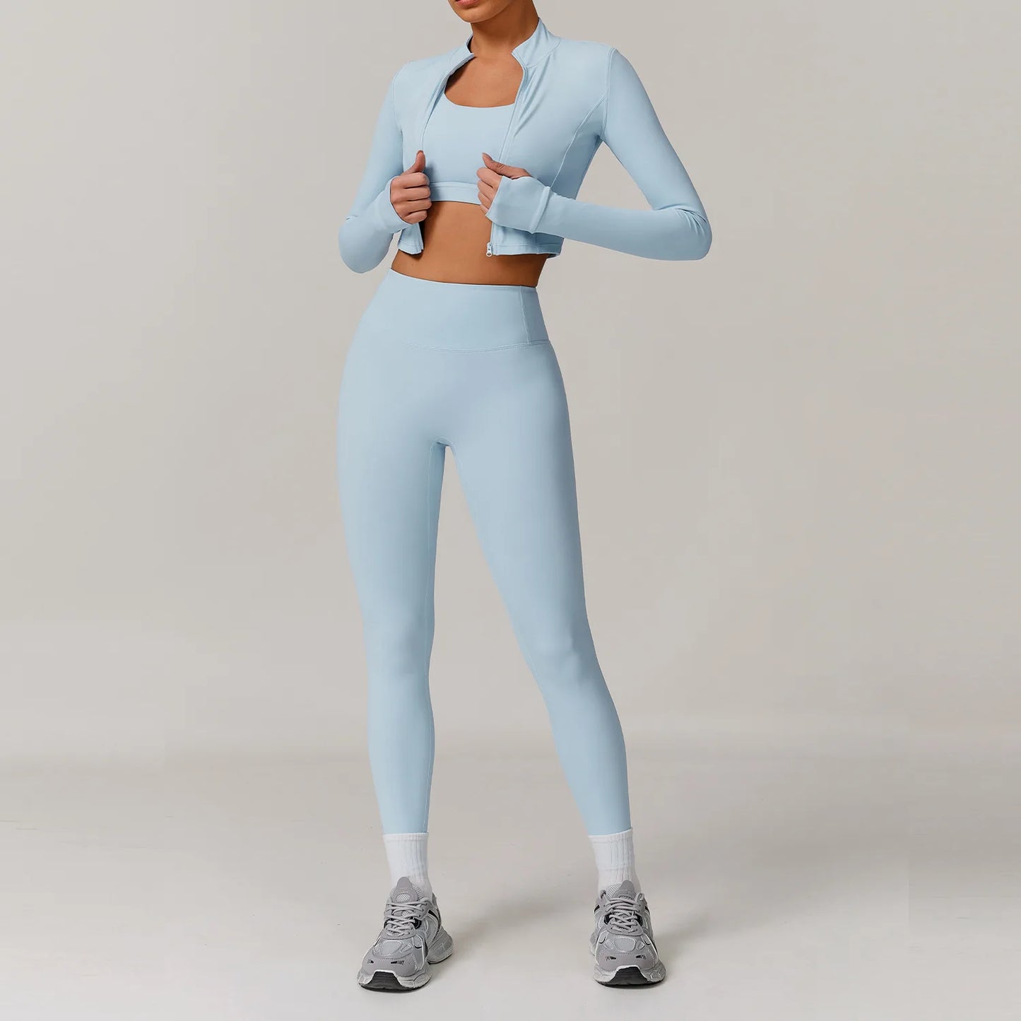 Yoga Set 3PCS  Sports Bra ，Jacket， Leggings