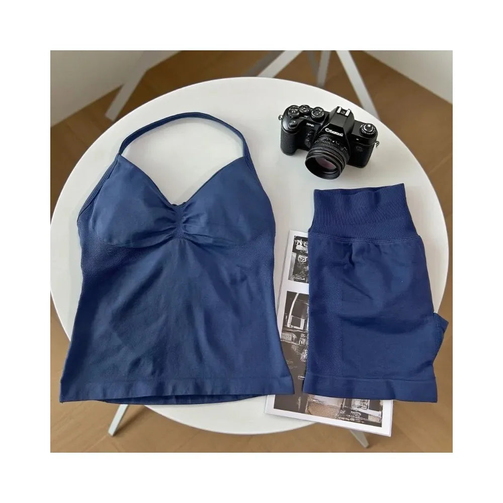 Yoga 2-piece Lace-up Tops and Shorts