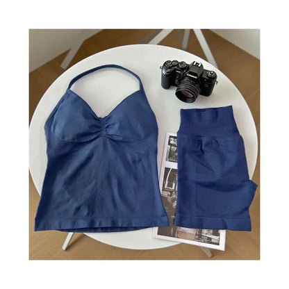 Yoga 2-piece Lace-up Tops and Shorts