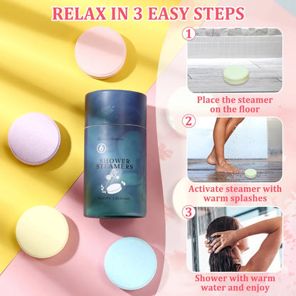 6-Pack Aromatherapy Shower Steamers 6 Scents Bath Bombs Self-Care Essential Oil