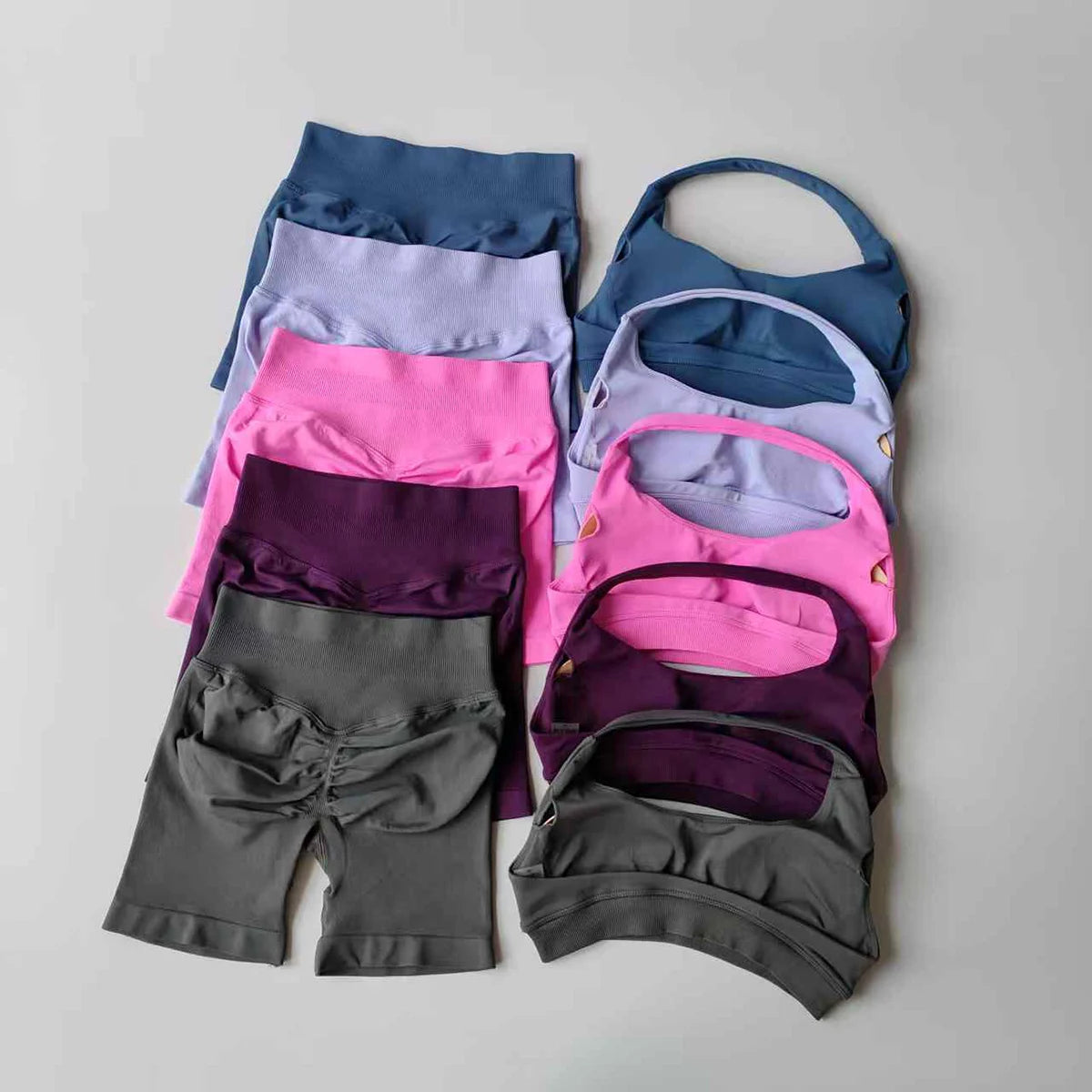 2 Pieces Yoga Suit Halter Sports Bra Matching Impact Shorts