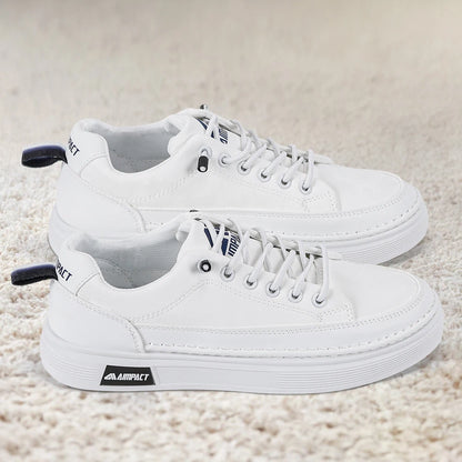 Men's Punk Skate Shoes w/Leather & Canvas, Breathable Elevated Platform