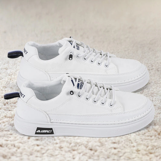 Men's Punk Skate Shoes w/Leather & Canvas, Breathable Elevated Platform