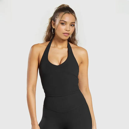 Women's Sports Halter Neck Tank Top; Shockproof Anti-sagging Back