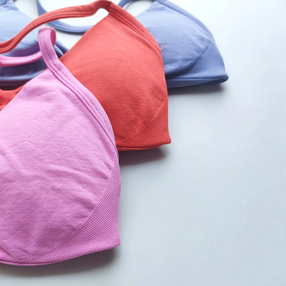 Sports Bra Strappy Backless Removable Cups