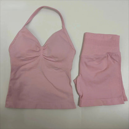 Yoga 2-piece Lace-up Tops and Shorts