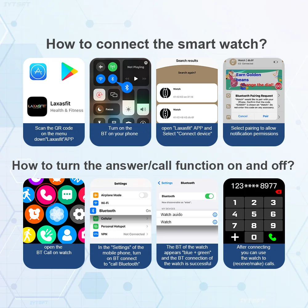 Smartwatch Bluetooth Talk Sports Watch for Android IOS Men Women