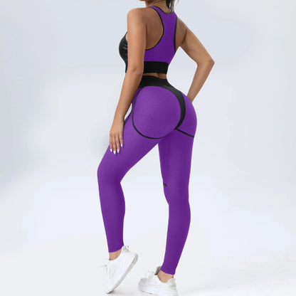Patchwork Suit for Fitness Elastic Breathable Sport Set
