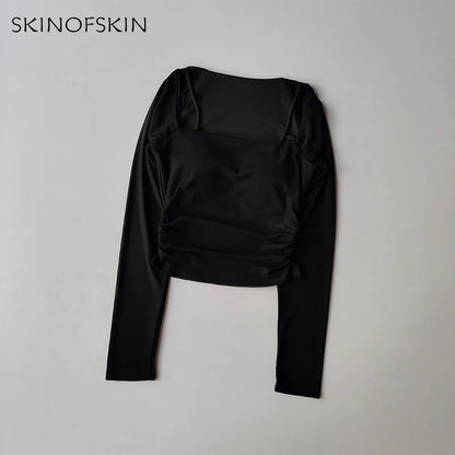 Women Sports Tops Fixed Chest Pads  Long Sleeves