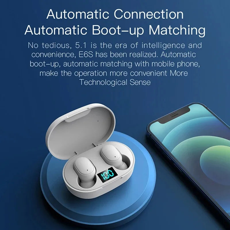 Wireless Bluetooth Headset Waterproof Noise Cancelling LED Earbuds with Mic Wireless
