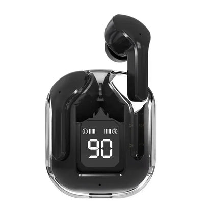 Bluetooth-Compatible Noise Canceling Translucent Earphones with Digital Display Charging Case
