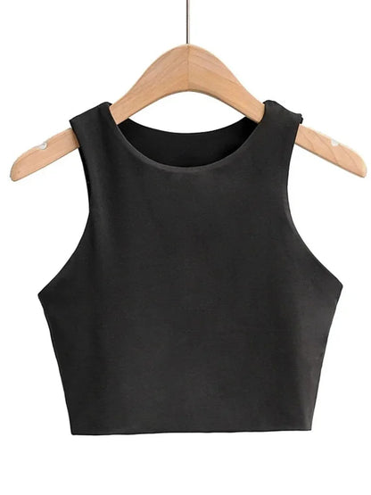 Sexy Slim Tops O-neck Sleeveless Double Nylon Tank Tops 6 Colors
