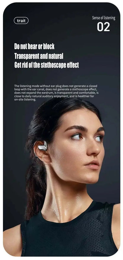 Wireless Earphones Bone Conduction Headset with Mic Sports Hifi Stereo Earbuds Waterproof Noise Reduction Headset