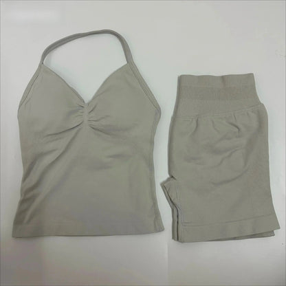 Yoga 2-piece Lace-up Tops and Shorts