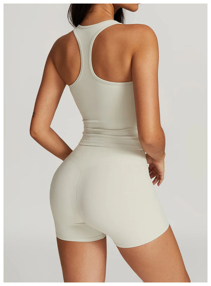 Yoga Sets 2 piece Seamless Leggings Tank Shorts Suit
