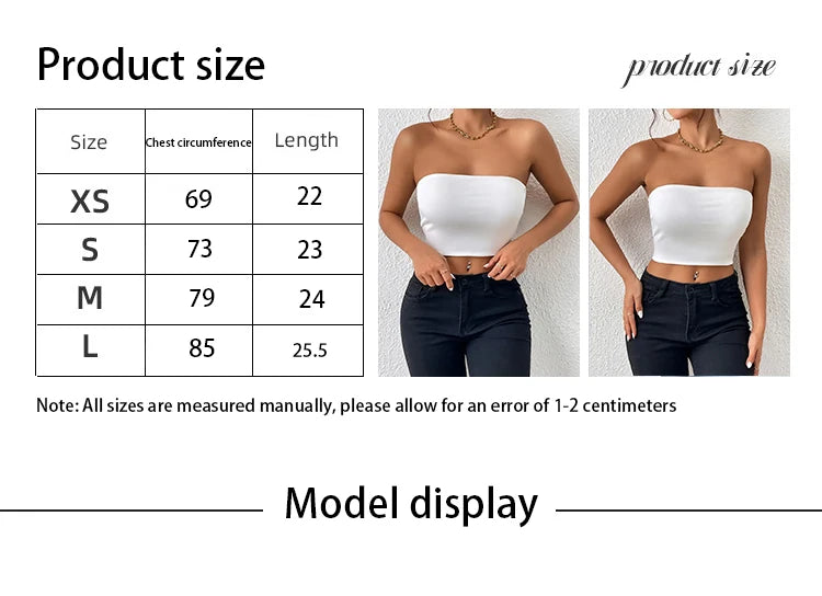 Sexy Bodycon Crop Tube Top, Solid Stretchy Tube Top,