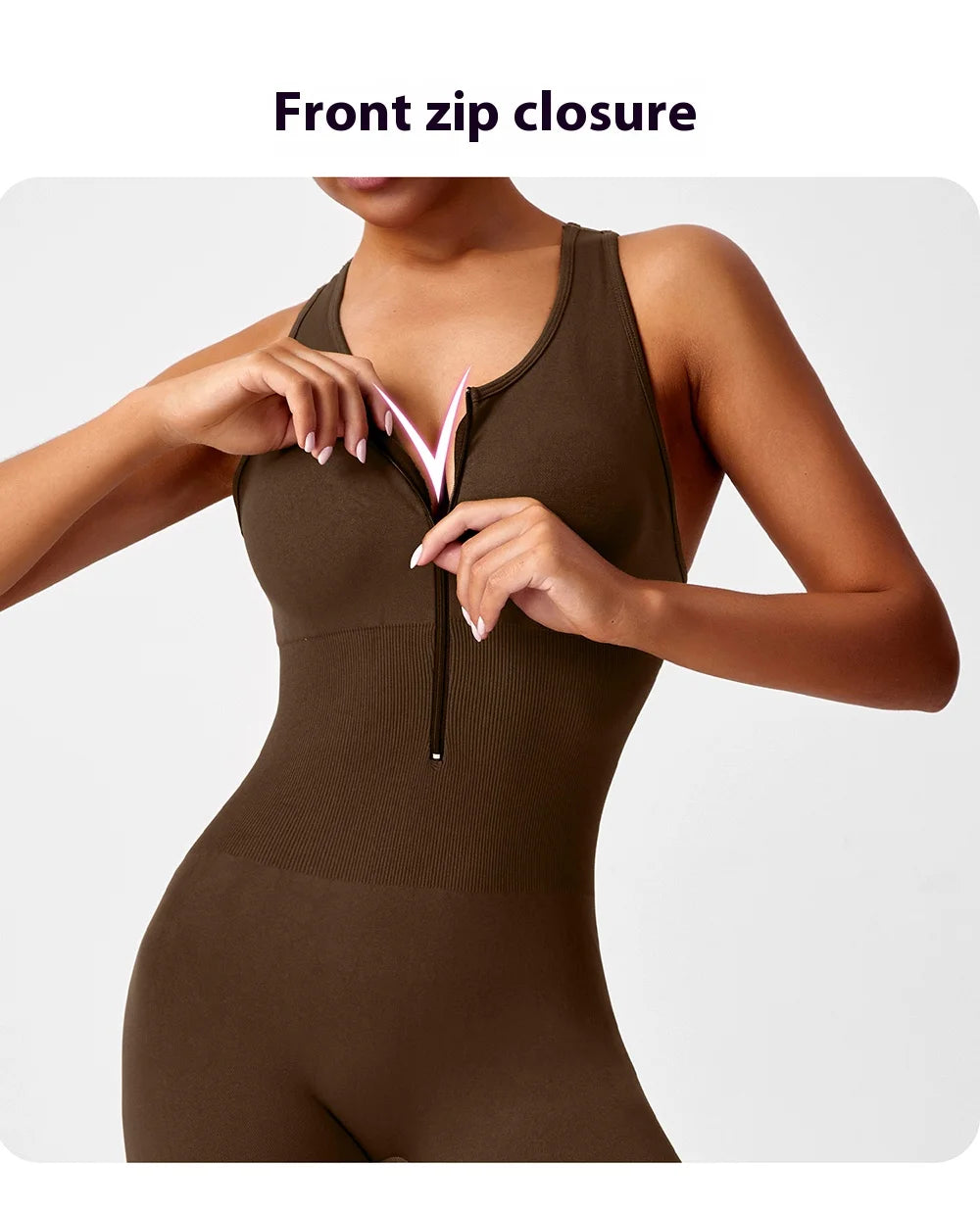 Seamless Peach Booty One-Piece Yoga Bodysuit - V-Back Tummy Control
