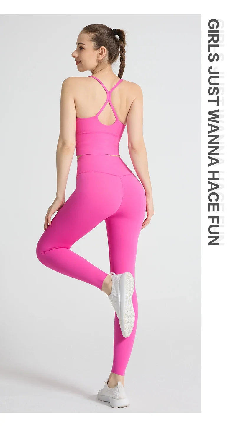 2PCS Yoga Set Crop Top High Waist Legging Fitness Bra Set Breathable