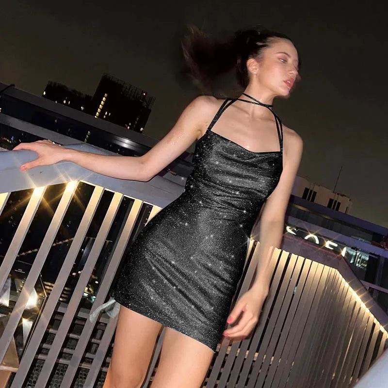 Women's Dresses Glitter Backless Strappy Dress