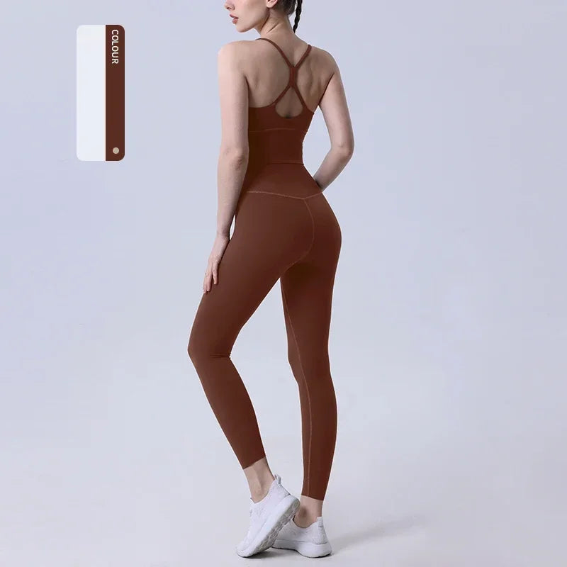 2 Piece Yoga  Set Push Up Sports Bra Leggings