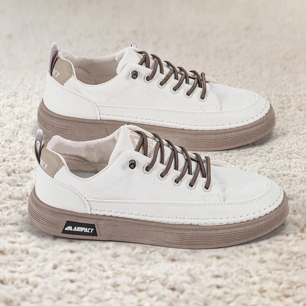 Men's Punk Skate Shoes w/Leather & Canvas, Breathable Elevated Platform