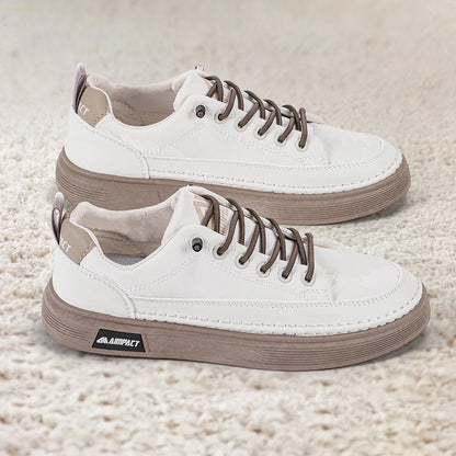 Men's Punk Skate Shoes w/Leather & Canvas, Breathable Elevated Platform