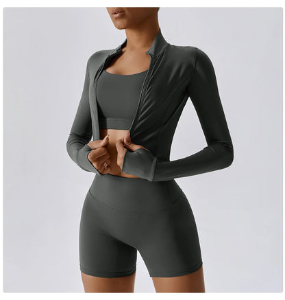 Yoga Set 3PCS  Sports Bra ，Jacket， Leggings