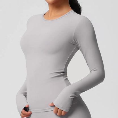 Long Sleeve Fitness Dry Fit Breathable High Elastic Sports Crop Tops