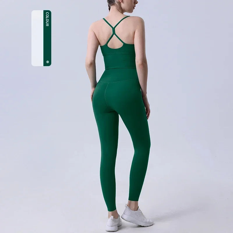 2 Piece Yoga  Set Push Up Sports Bra Leggings
