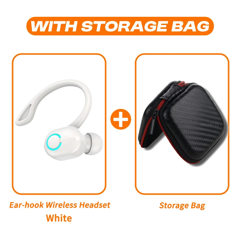 Wireless Bluetooth Earphones HIFI Bass With HD MIC Ear-Hook Earbuds Noise Cancelling Life Waterproof