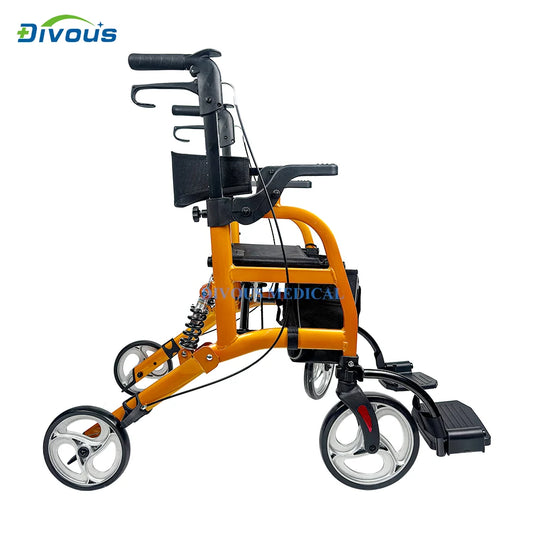 Lightweight Folding Four-wheel Chair Elderly  Walker Rollators With Seat