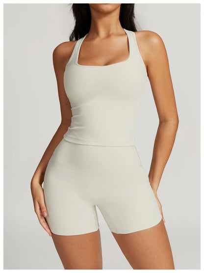 Yoga Sets 2 piece Seamless Leggings Tank Shorts Suit