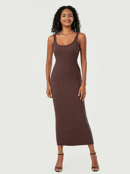 Women Knit Tank Sleeveless U-Neck Party Long Dress