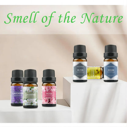 500ML Aromatherapy Oil Diffuser, with 6 Bottle 10ML Essential Oil Set (Lavender/Rose/Jasmine/Lemon/Hilton/Ocean)