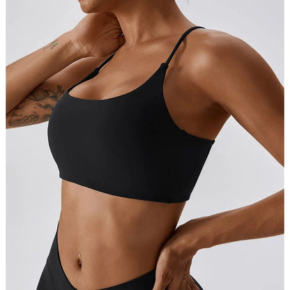 U-Shaped Multi-Strap Cross Back Sports Bra Top