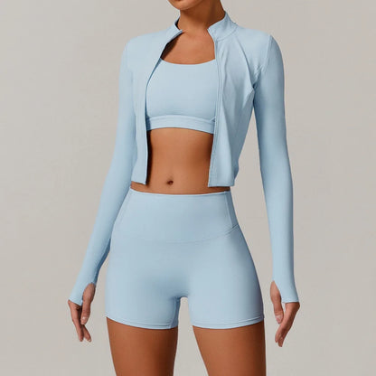 Yoga Set 3PCS  Sports Bra ，Jacket， Leggings