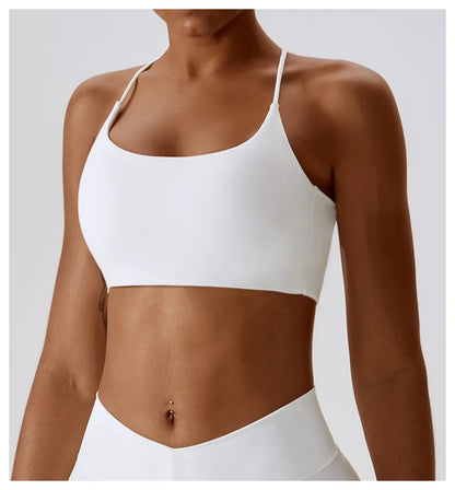 U-Shaped Multi-Strap Cross Back Sports Bra Top