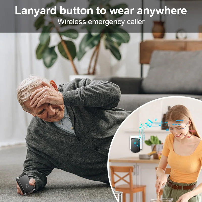 Wireless Elderly Caregiver Pager SOS Call Button Watch Wireless Doorbell