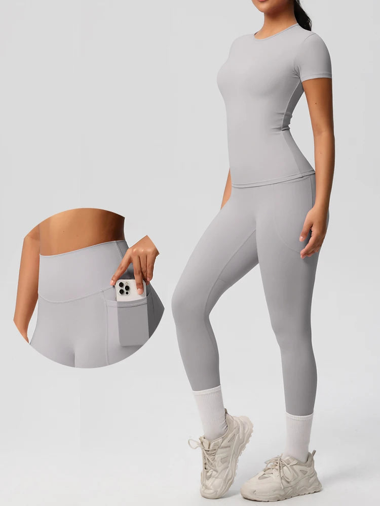 Women 2pcs Patchwork Sport Yoga Suit