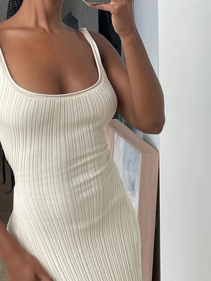 Women Knit Tank Sleeveless U-Neck Party Long Dress