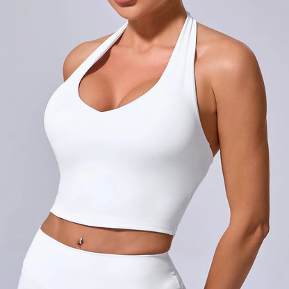 Sports Bra Sexy Hanging Neck High Support Push Up Workout Bra Padded Bralette