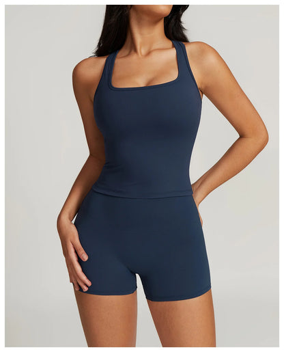 Yoga Sets 2 piece Seamless Leggings Tank Shorts Suit