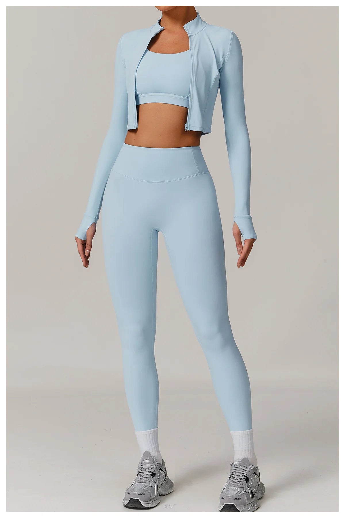 Yoga Set 3PCS  Sports Bra ，Jacket， Leggings