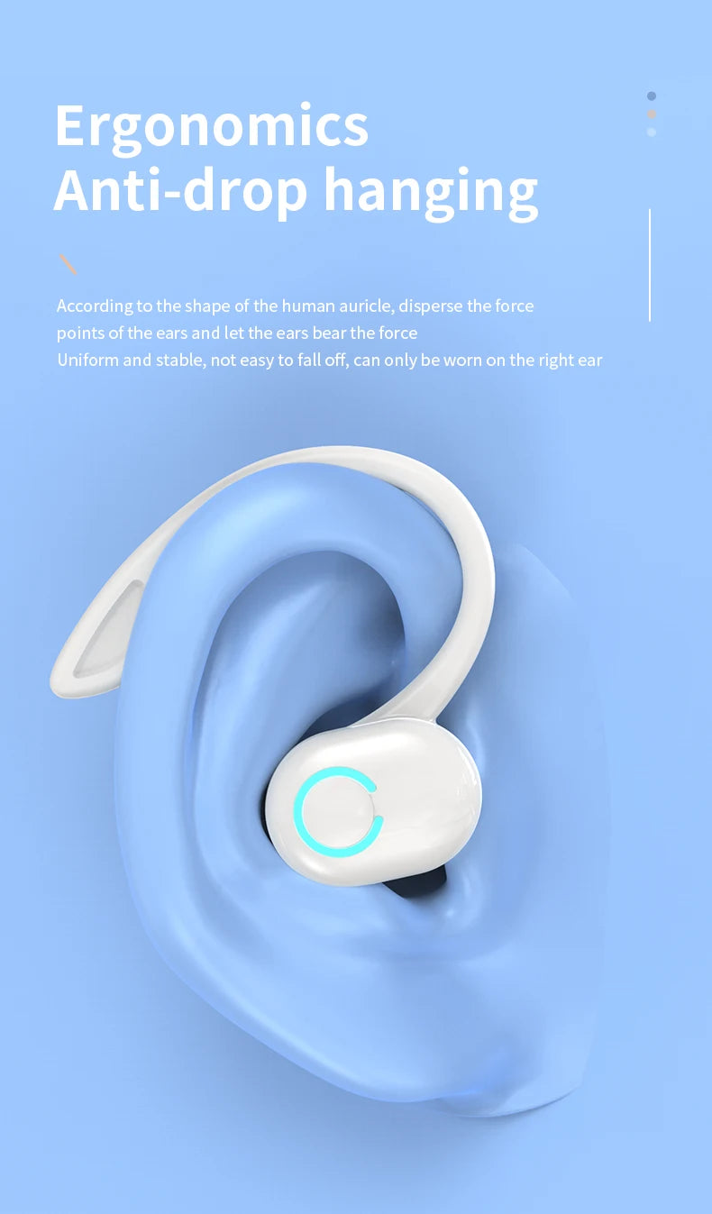 Wireless Bluetooth Earphones HIFI Bass With HD MIC Ear-Hook Earbuds Noise Cancelling Life Waterproof