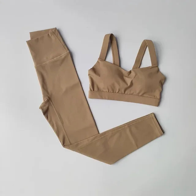 Sports Bra High Waist Leggings Shorts Gym Set