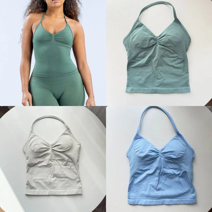 Strappy Yoga Top - Backless  Built-in Bra & Removable Cups for Running