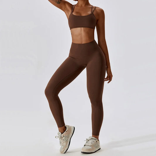 Yoga  High Waist Leggings And Top Two Piece Set Seamless
